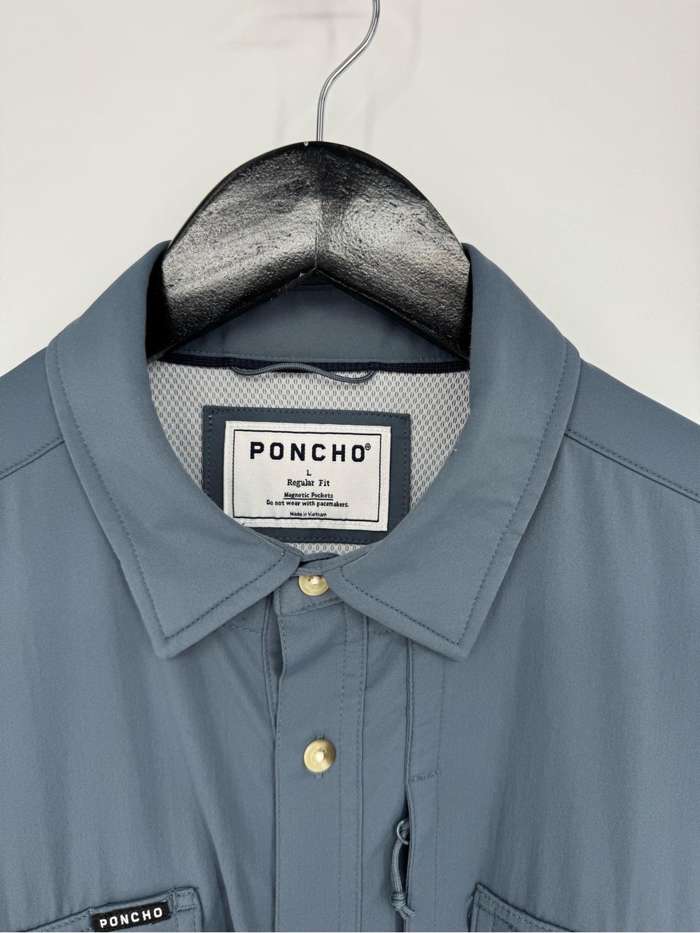 Poncho The Bigeye Long Sleeve Performance Shirt Slate Blue Large Regular Fit - Picture 4 of 9